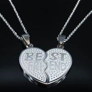 NWT 💞 2 NECKLACES! 💞STAINLESS STEEL “BEST FRIEND” SPLIT HEART PENDANT ON CHAIN